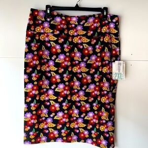 LuLaRoe Women's Plus Size High Waist Pencil Midi Floral Stretch Skirt, Sz 2XL